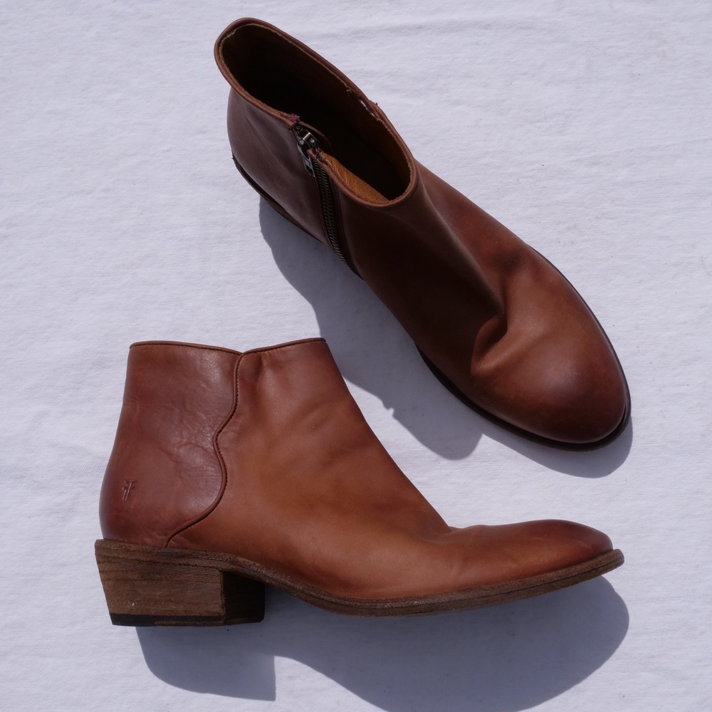 Modern Frye fawn brown leather Caron‎ Piping booties - Picture 8 of 8
